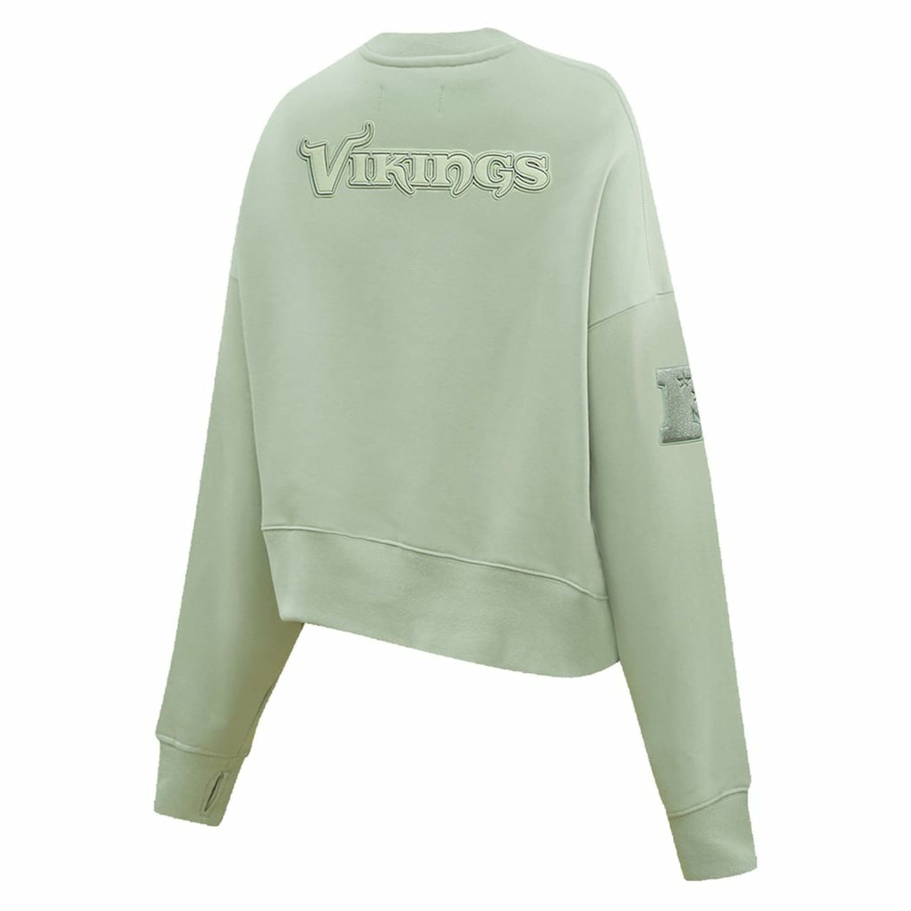 Minnesota Vikings Pro Standard Women's Oversized Cropped Neutral Pullover Sweatshirt - Light Green Pullover