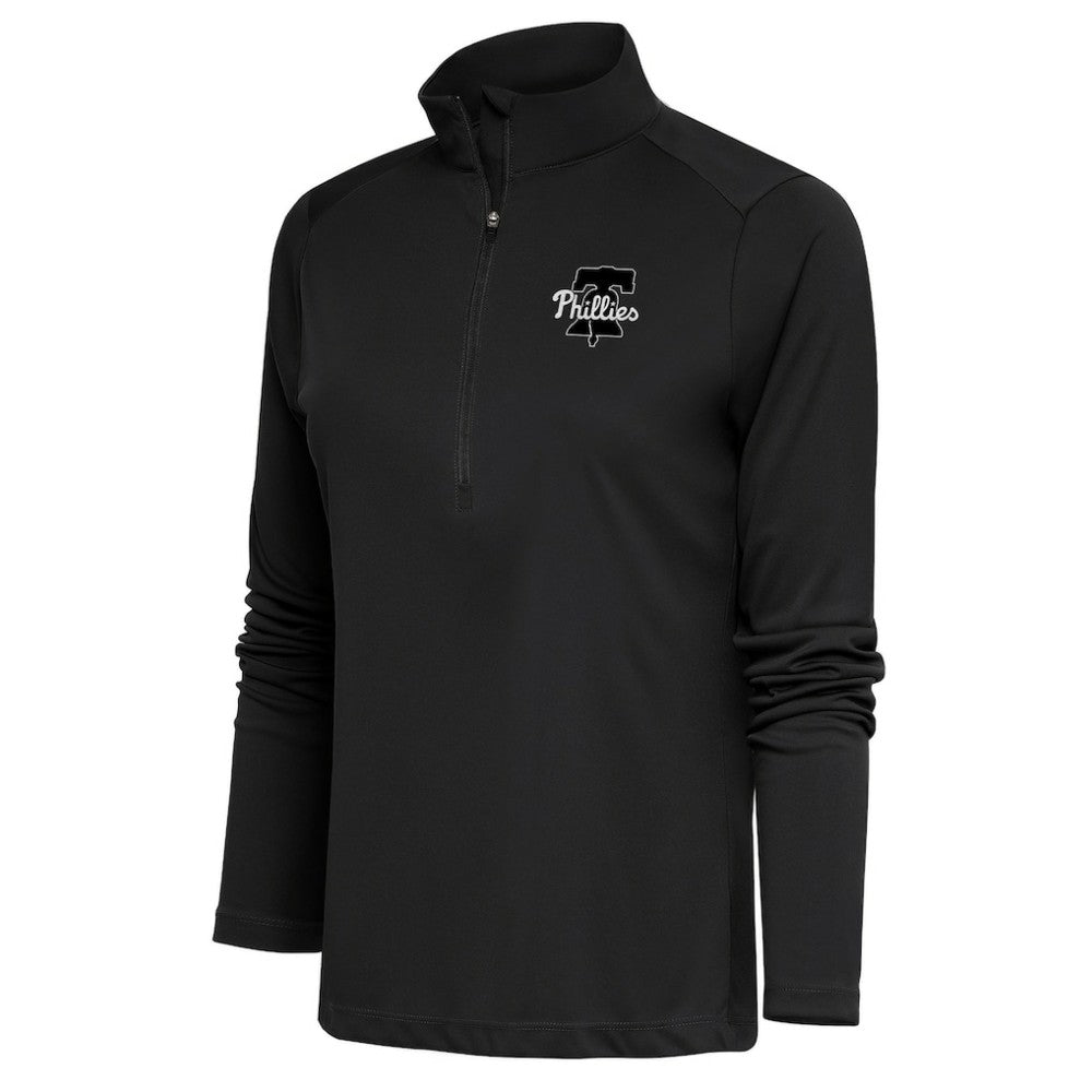 Philadelphia Phillies Antigua Women's Brushed Metallic Tribute Half-Zip Pullover Top - Gray Pullover