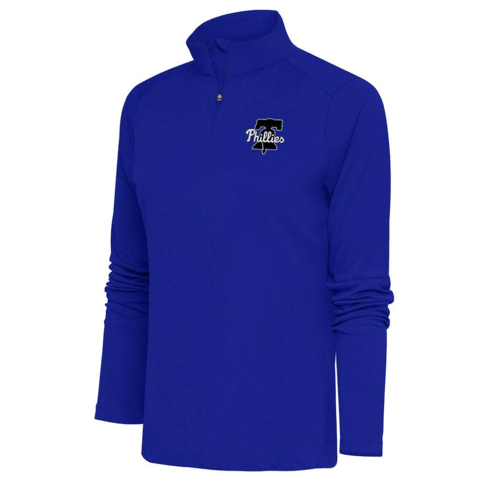 Philadelphia Phillies Antigua Women's Brushed Metallic Tribute Half-Zip Pullover Top - Royal Pullover