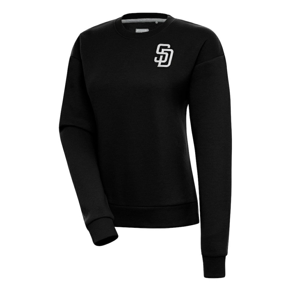 San Diego Padres Antigua Women's Brushed Metallic Victory Pullover Sweatshirt - Black Pullover