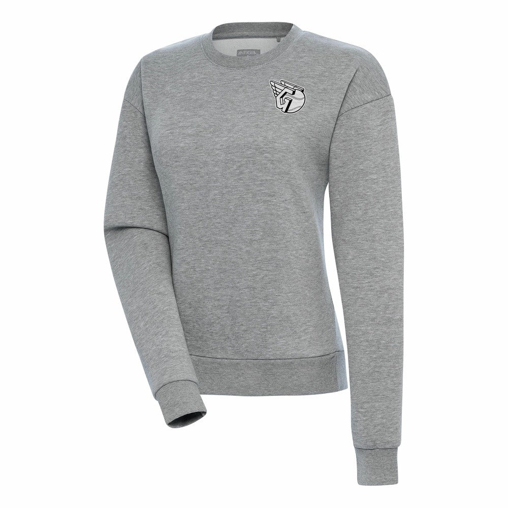 Cleveland Guardians Antigua Women's Brushed Metallic Victory Pullover Sweatshirt - Heather Gray Pullover