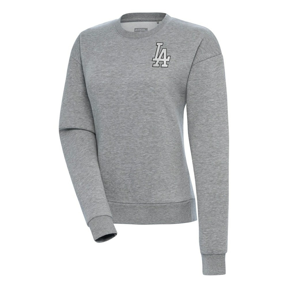Los Angeles Dodgers Antigua Women's Brushed Metallic Victory Pullover Sweatshirt - Heather Gray Pullover