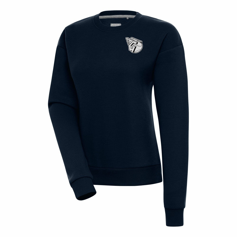 Cleveland Guardians Antigua Women's Brushed Metallic Victory Pullover Sweatshirt - Navy Pullover