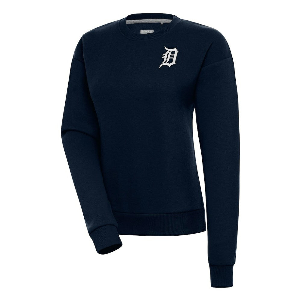 Detroit Tigers Antigua Women's Brushed Metallic Victory Pullover Sweatshirt - Navy Pullover