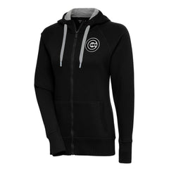 Chicago Cubs Antigua Women's Brushed Metallic Victory Full-Zip Hoodie - Black Hoodies