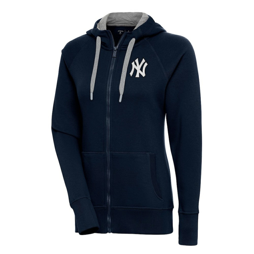 New York Yankees Antigua Women's Brushed Metallic Victory Full-Zip Hoodie - Navy Hoodies