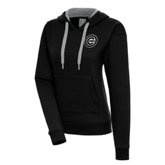 Chicago Cubs Antigua Women's Brushed Metallic Victory Pullover Hoodie - Black Hoodies