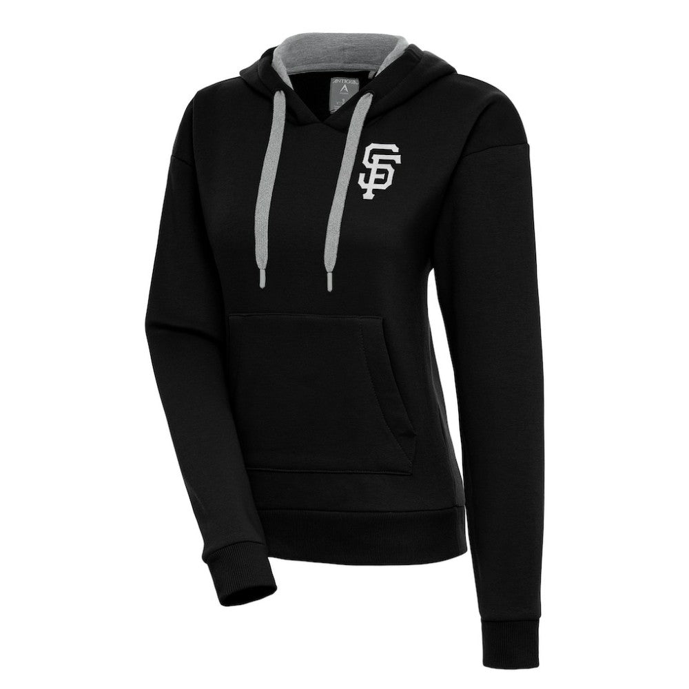 San Francisco Giants Antigua Women's Brushed Metallic Victory Pullover Hoodie - Black Hoodies