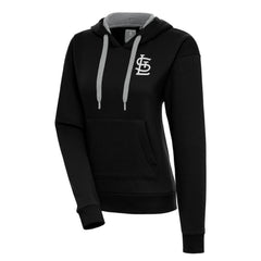 St. Louis Cardinals Antigua Women's Brushed Metallic Victory Pullover Hoodie - Black Hoodies