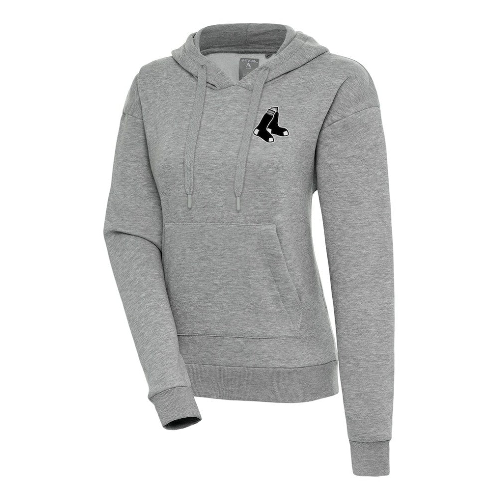 Boston Red Sox Antigua Women's Brushed Metallic Victory Pullover Hoodie - Heather Gray Hoodies