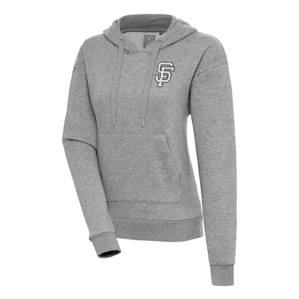 San Francisco Giants Antigua Women's Brushed Metallic Victory Pullover Hoodie - Heather Gray Hoodies