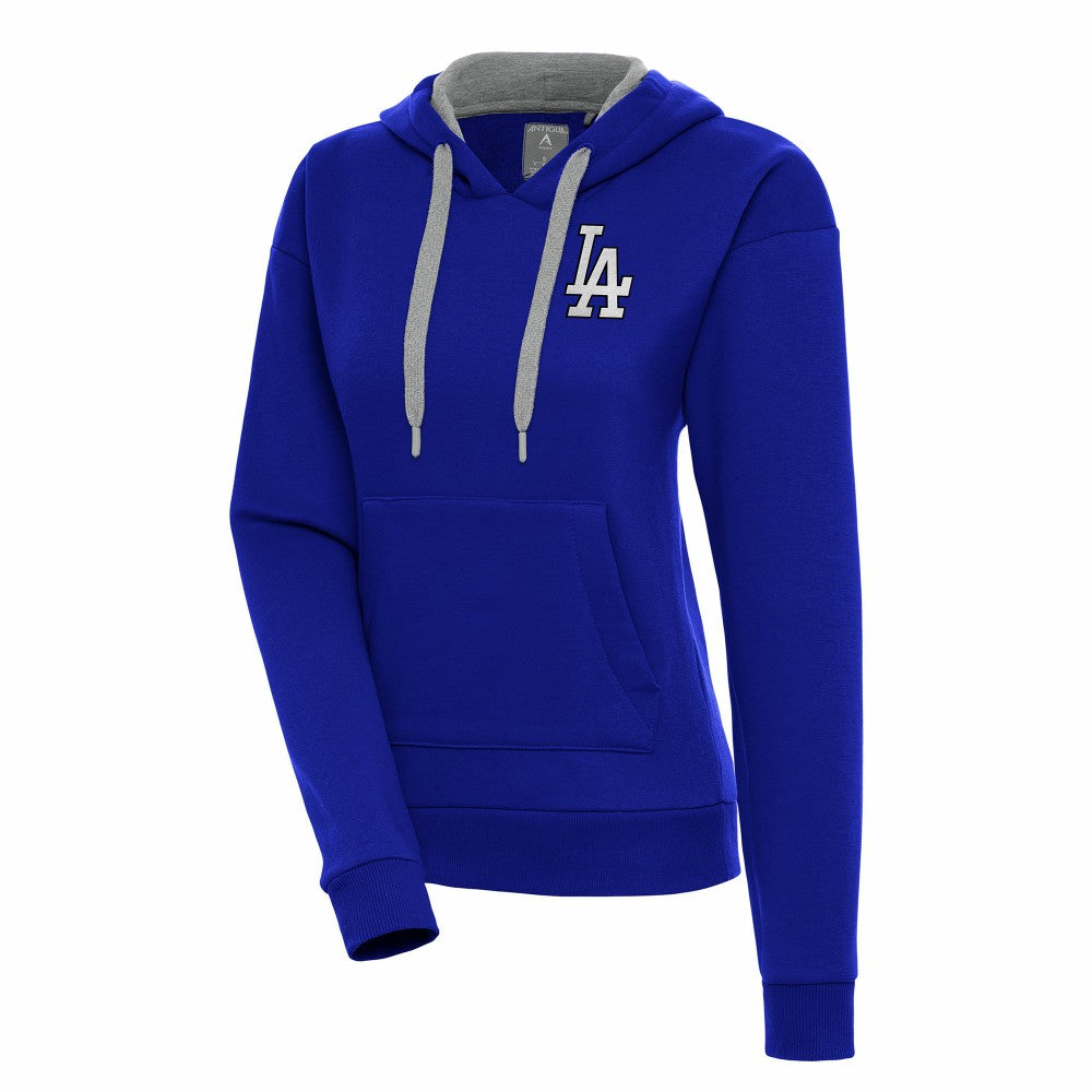 Los Angeles Dodgers Antigua Women's Brushed Metallic Victory Pullover Hoodie - Royal Hoodies