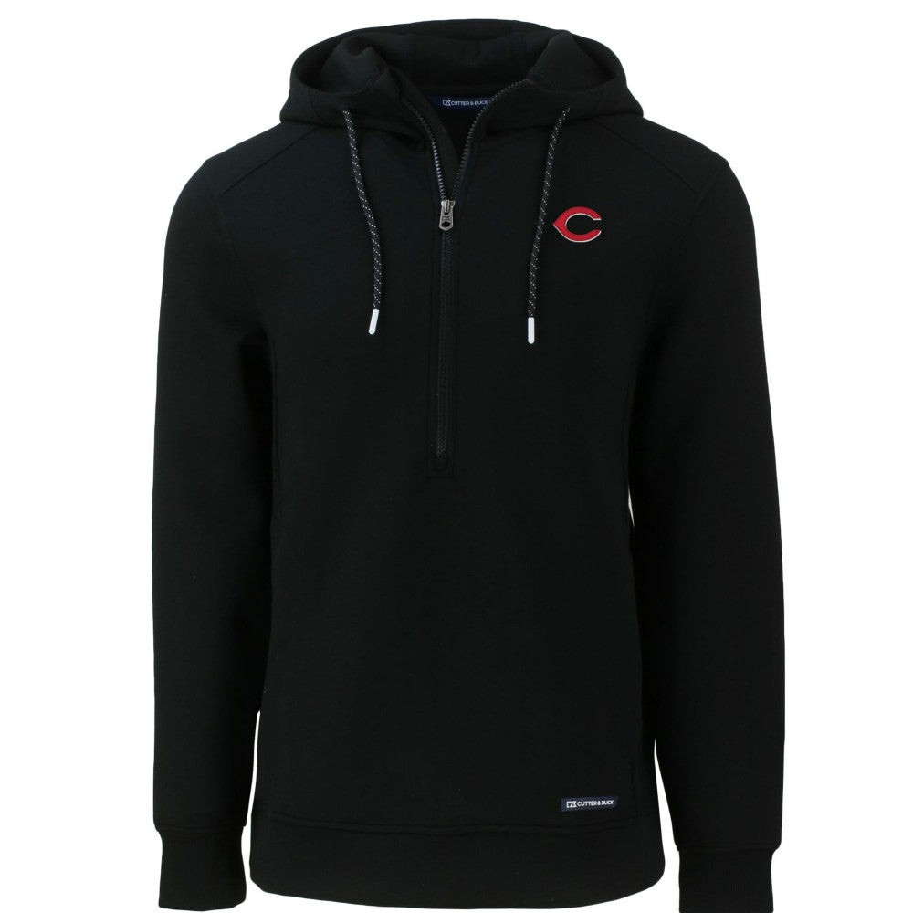 Cincinnati Reds Cutter & Buck Roam Eco Half-Zip Recycled Pullover Hoodie - Black Hoodies