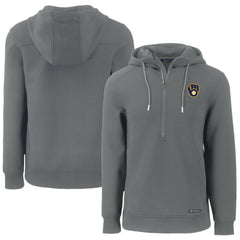 Milwaukee Brewers Cutter & Buck Roam Eco Half-Zip Recycled Pullover Hoodie - Gray Hoodies