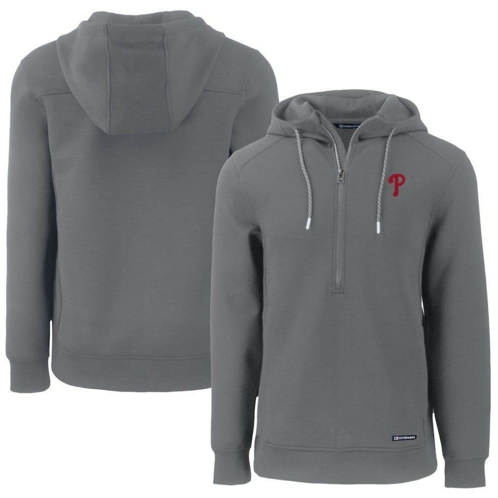Philadelphia Phillies Cutter & Buck Roam Eco Half-Zip Recycled Pullover Hoodie - Gray Hoodies
