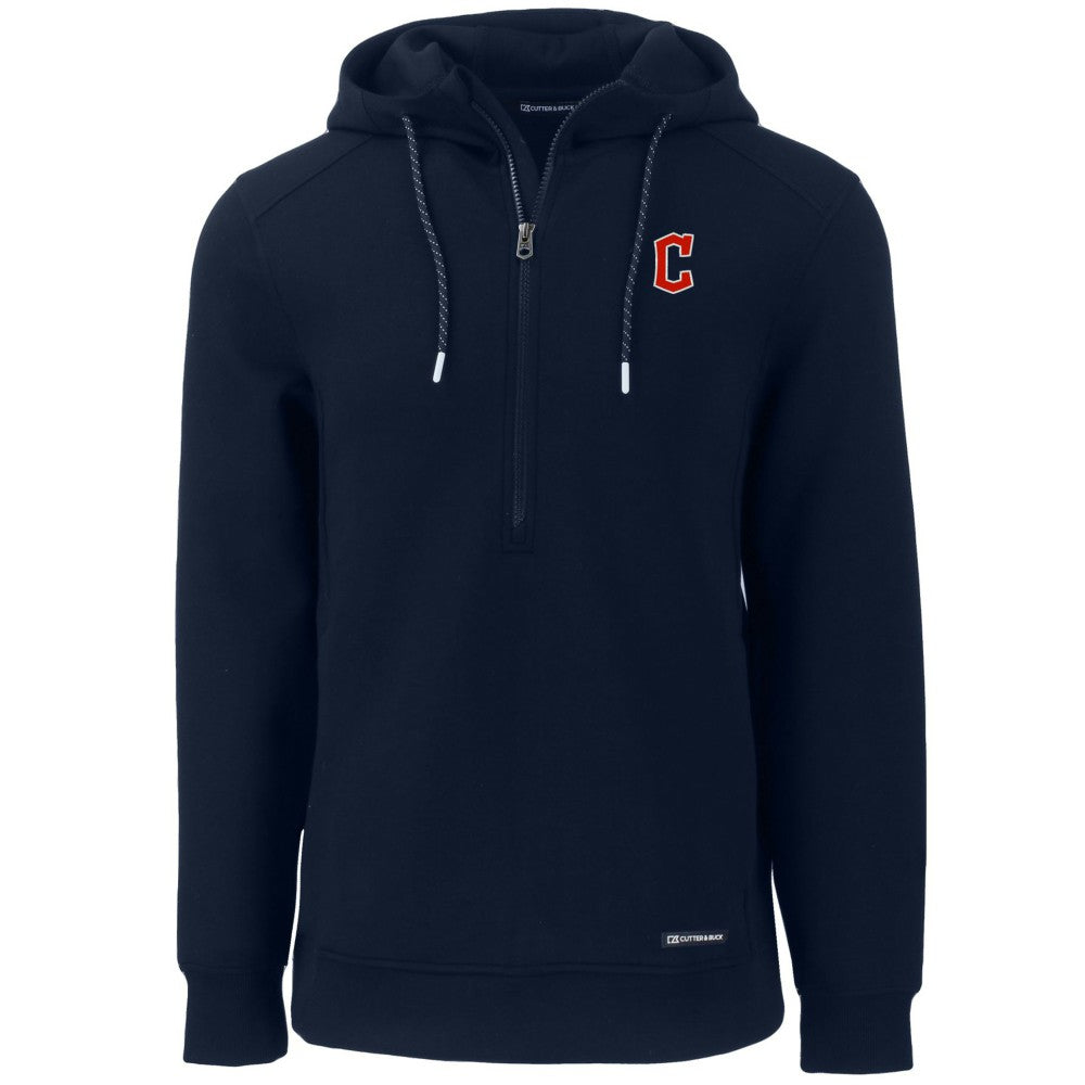 Cleveland Guardians Cutter & Buck Roam Eco Half-Zip Recycled Pullover Hoodie - Navy Hoodies