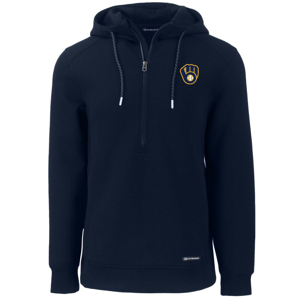 Milwaukee Brewers Cutter & Buck Roam Eco Half-Zip Recycled Pullover Hoodie - Navy Hoodies