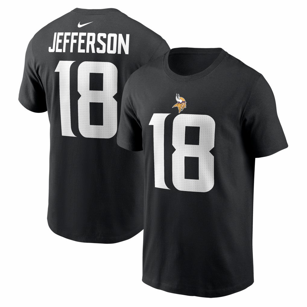 Justin Jefferson Minnesota Vikings Name & Number T-Shirt - Black T-shirts