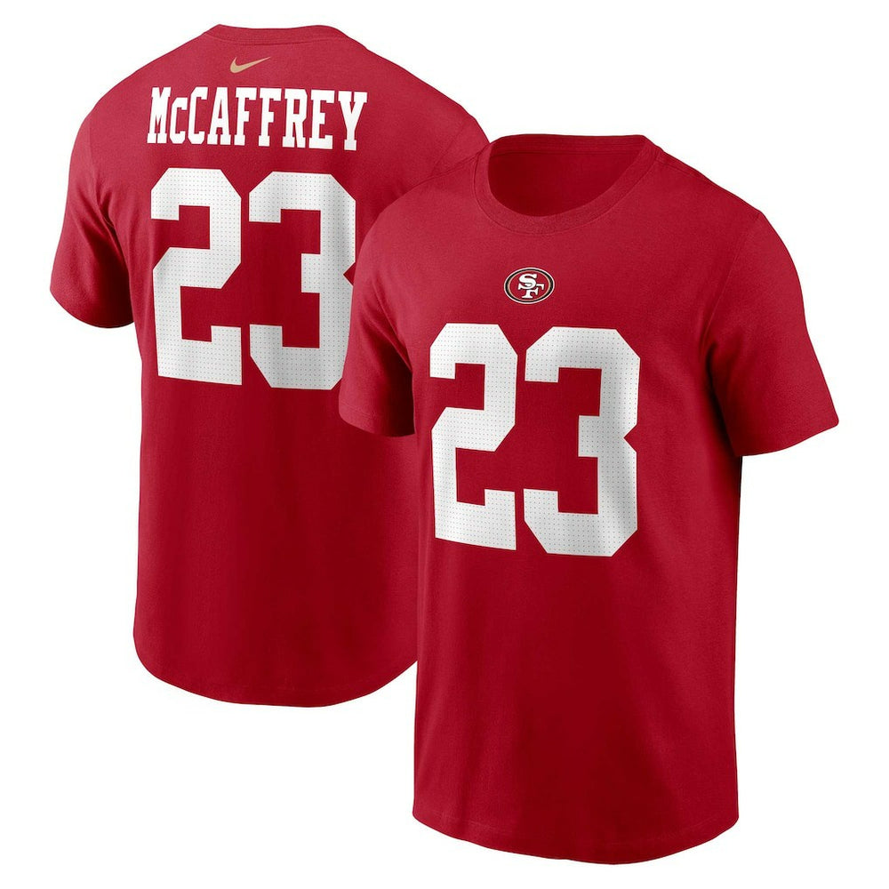Christian McCaffrey San Francisco 49ers Player Name & Number T-Shirt - Scarlet T-shirts