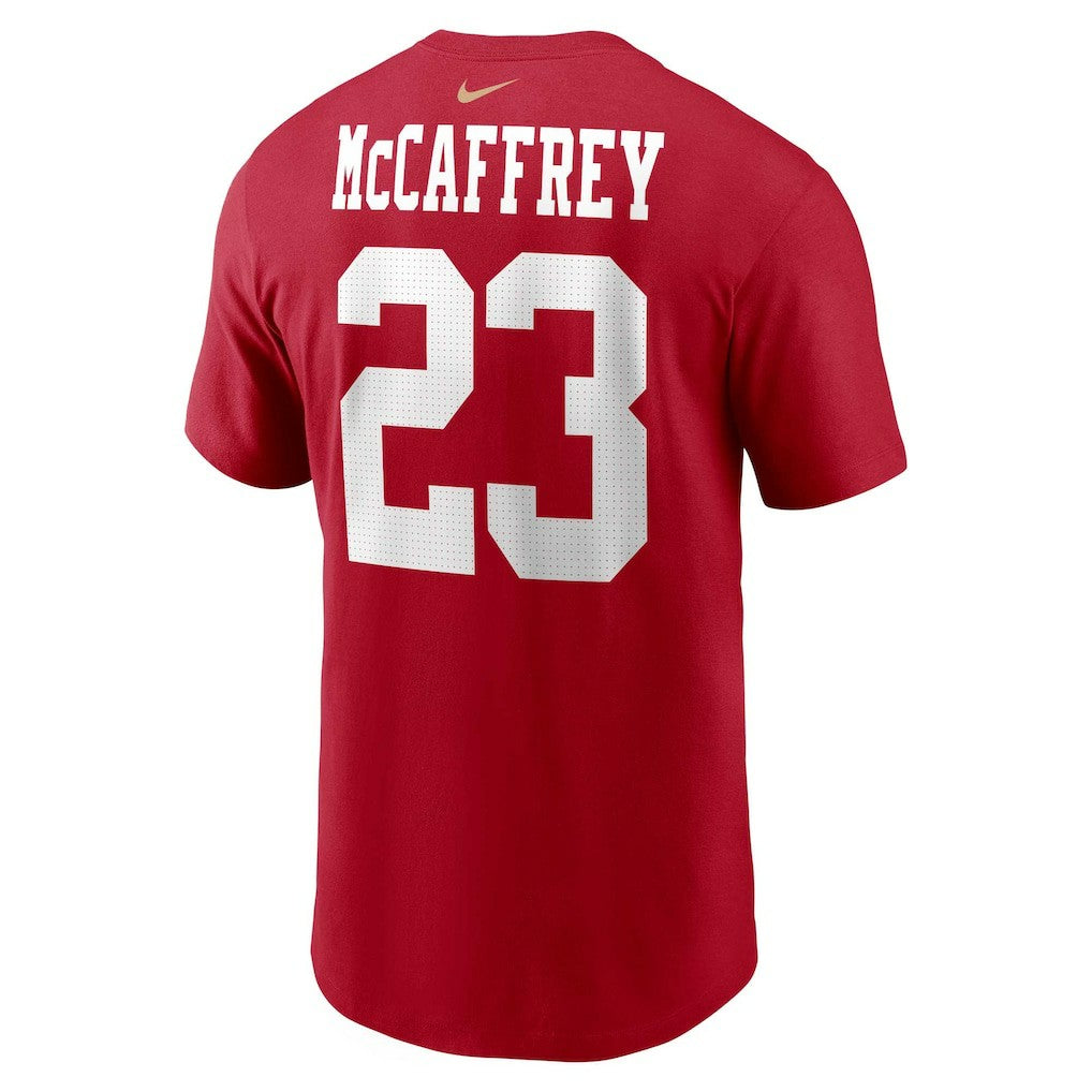 Christian McCaffrey San Francisco 49ers Player Name & Number T-Shirt - Scarlet T-shirts