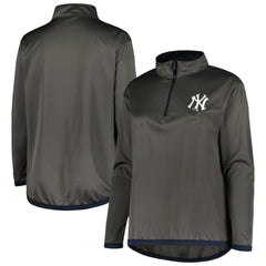 New York Yankees Profile Women's Plus Size Quarter-Zip Jacket - Charcoal Jackets
