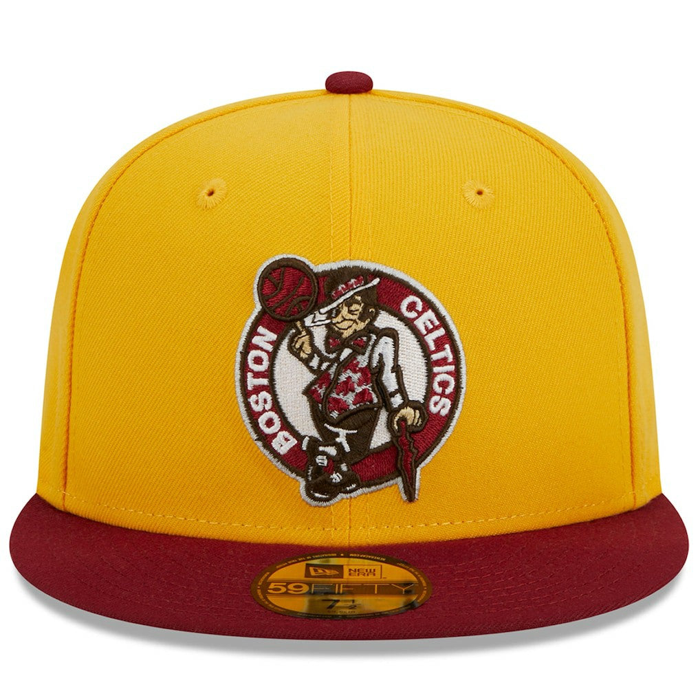Boston Celtics Fall Leaves 2-Tone 59FIFTY Fitted Hat Yellow/Red - New Era