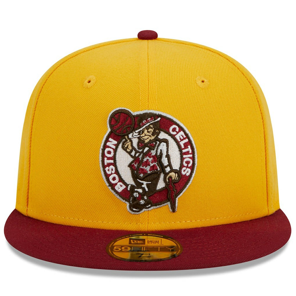 Boston Celtics Fall Leaves 2-Tone 59FIFTY Fitted Hat Yellow/Red - New Era