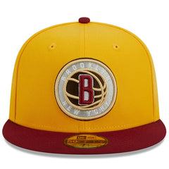 Brooklyn Nets Fall Leaves 2-Tone 59FIFTY Fitted Hat Yellow/Red - New Era