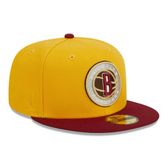 Brooklyn Nets Fall Leaves 2-Tone 59FIFTY Fitted Hat Yellow/Red - New Era