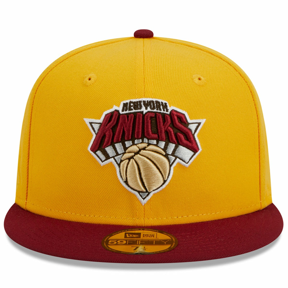 New York Knicks Fall Leaves 2-Tone 59FIFTY Fitted Hat Yellow/Red - New Era