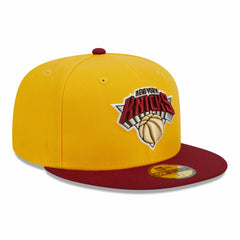 New York Knicks Fall Leaves 2-Tone 59FIFTY Fitted Hat Yellow/Red - New Era