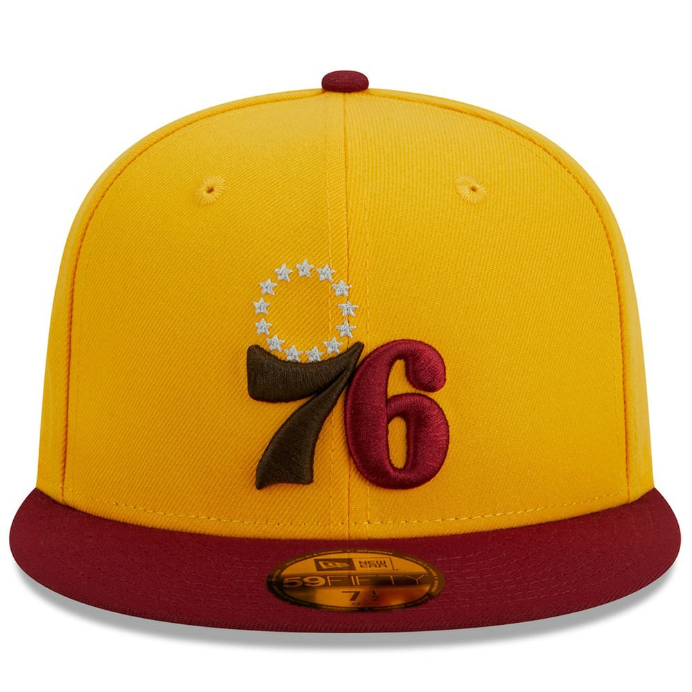 Philadelphia 76ers Fall Leaves 2-Tone 59FIFTY Fitted Hat Yellow/Red - New Era outlet