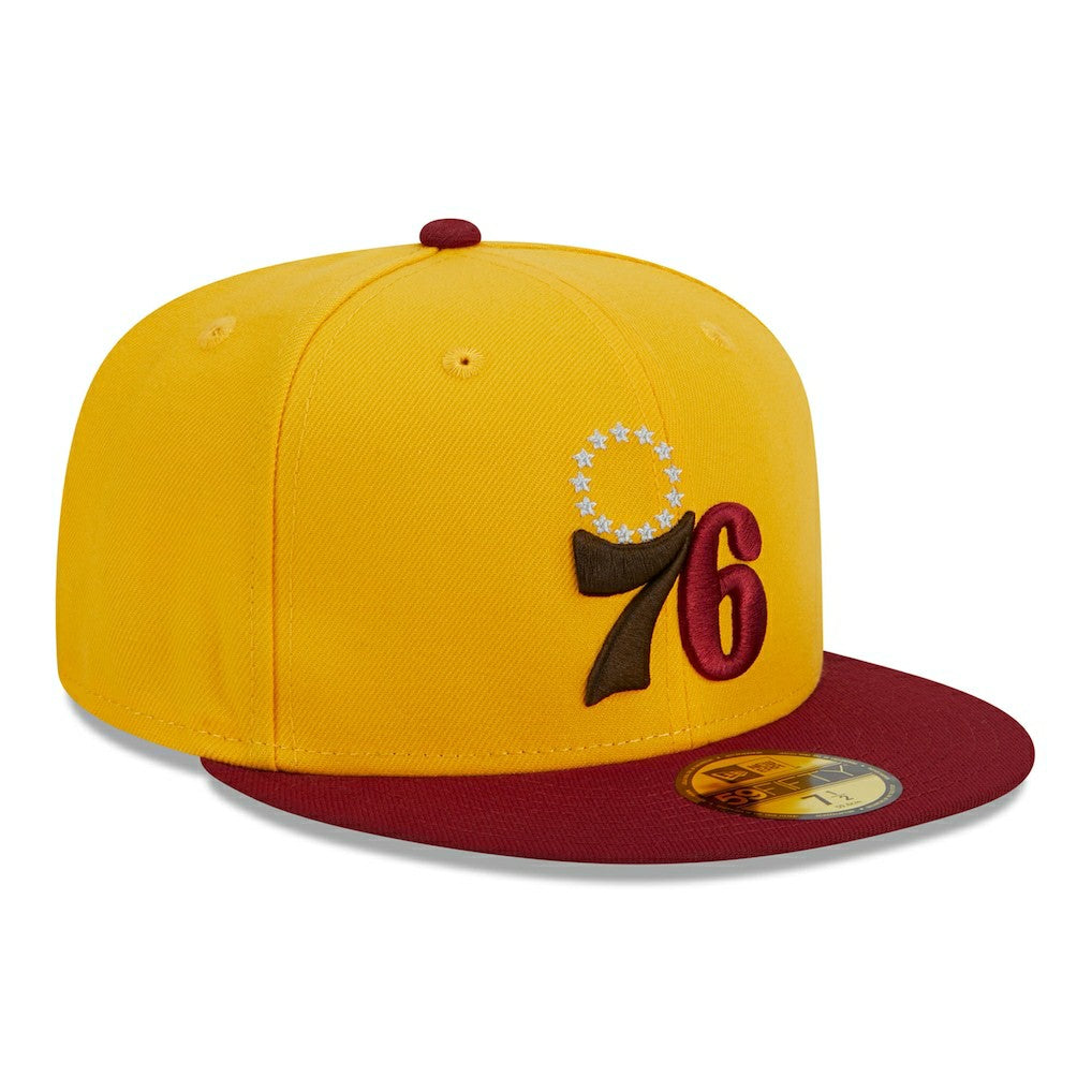 Philadelphia 76ers Fall Leaves 2-Tone 59FIFTY Fitted Hat Yellow/Red - New Era outlet