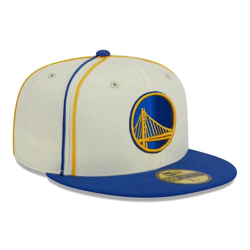 Golden State Warriors Piping 2-Tone 59FIFTY Fitted Hat Cream/Royal - New Era