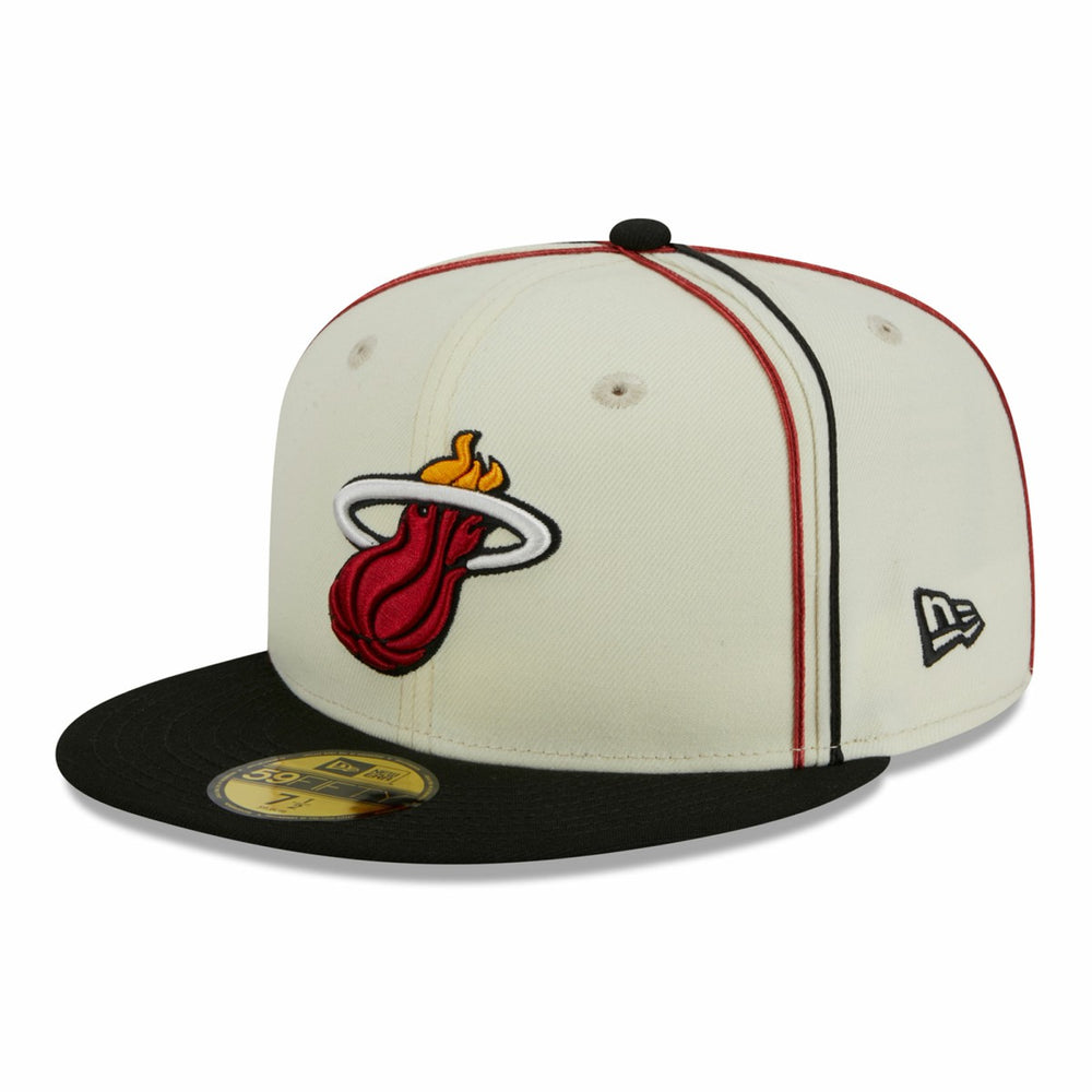 Miami Heat Piping 2-Tone 59FIFTY Fitted Hat Cream/Black - New Era