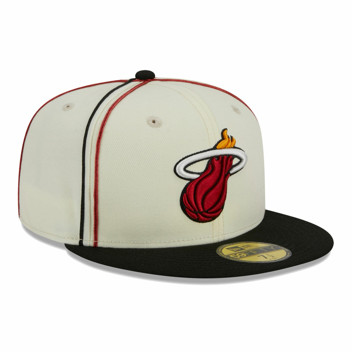 Miami Heat Piping 2-Tone 59FIFTY Fitted Hat Cream/Black - New Era
