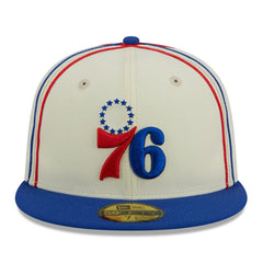Philadelphia 76ers Piping 2-Tone 59FIFTY Fitted Hat Cream/Royal - New Era