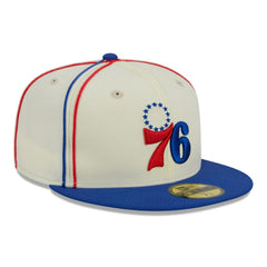 Philadelphia 76ers Piping 2-Tone 59FIFTY Fitted Hat Cream/Royal - New Era