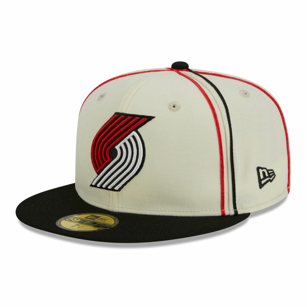 Portland Trail Blazers Piping 2-Tone 59FIFTY Fitted Hat Cream/Black - New Era
