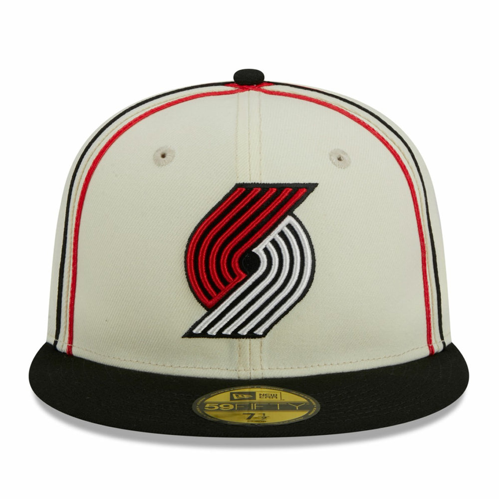 Portland Trail Blazers Piping 2-Tone 59FIFTY Fitted Hat Cream/Black - New Era