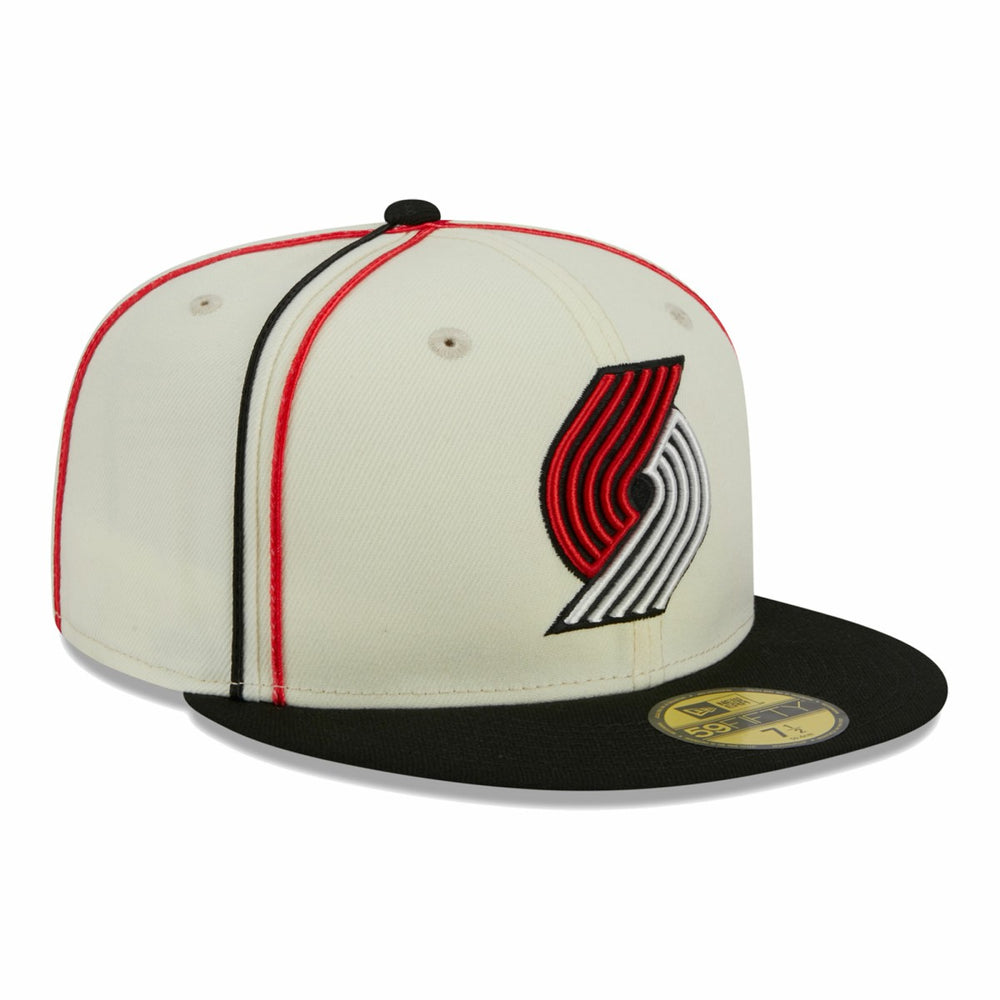 Portland Trail Blazers Piping 2-Tone 59FIFTY Fitted Hat Cream/Black - New Era