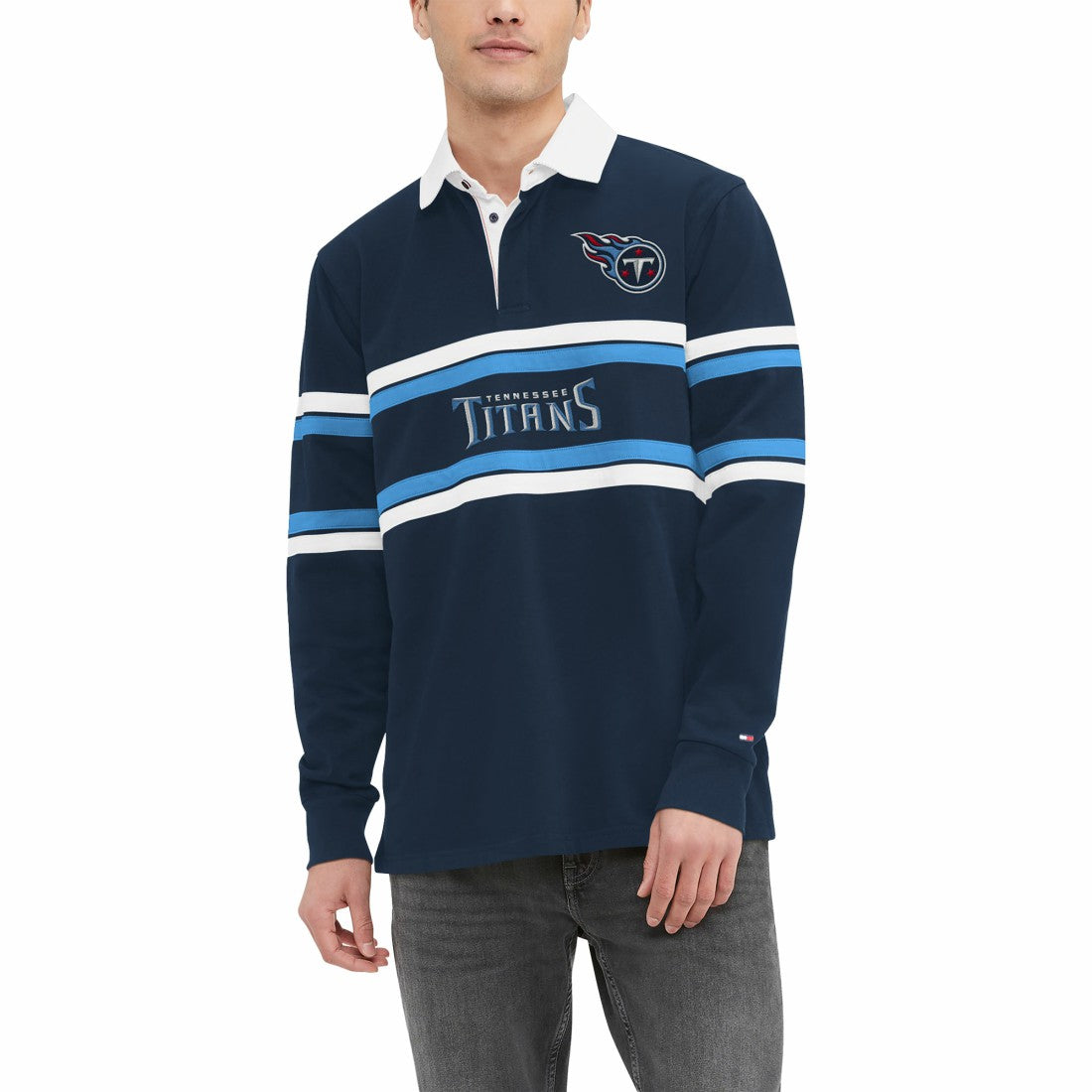 Tennessee Titans Tommy Hilfiger Cory Varsity Rugby Long Sleeve T-Shirt - Navy T-shirts