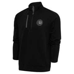 Chicago Cubs Antigua Metallic Generation Quarter-Zip Pullover Top - Black Pullover