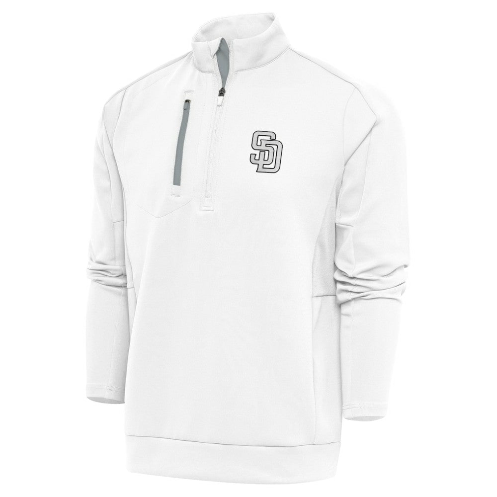 San Diego Padres Antigua Metallic Generation Quarter-Zip Pullover Top - White Pullover