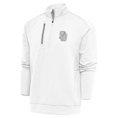San Diego Padres Antigua Metallic Generation Quarter-Zip Pullover Top - White Pullover