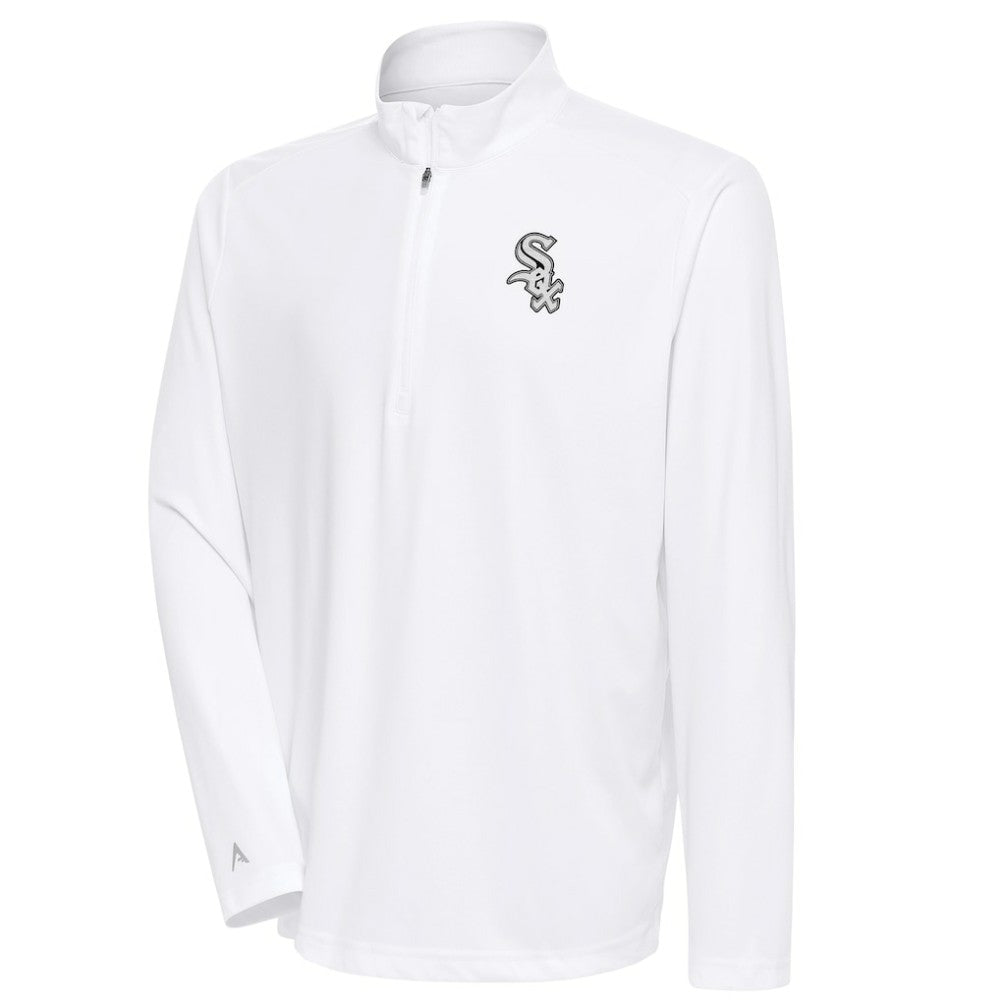 Chicago White Sox Antigua Metallic Tribute Quarter-Zip Top - White Tops