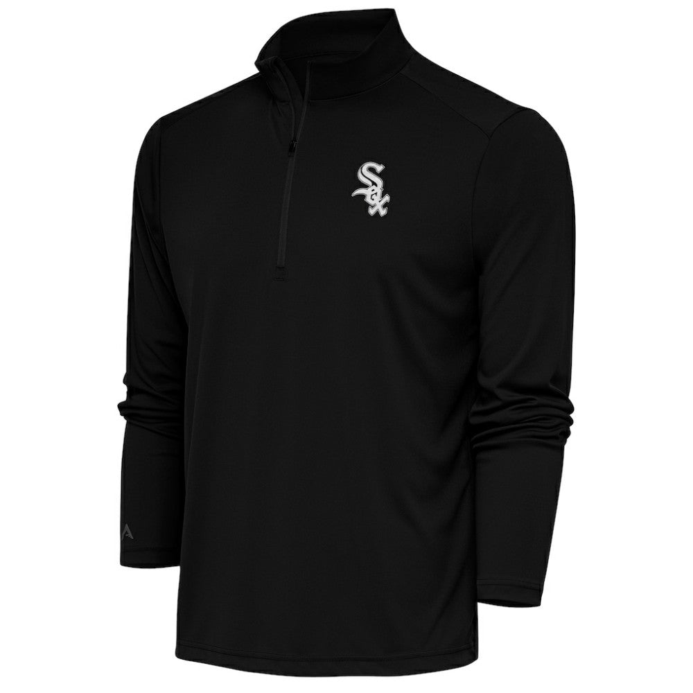 Chicago White Sox Antigua Metallic Tribute Quarter-Zip Top - Black Tops