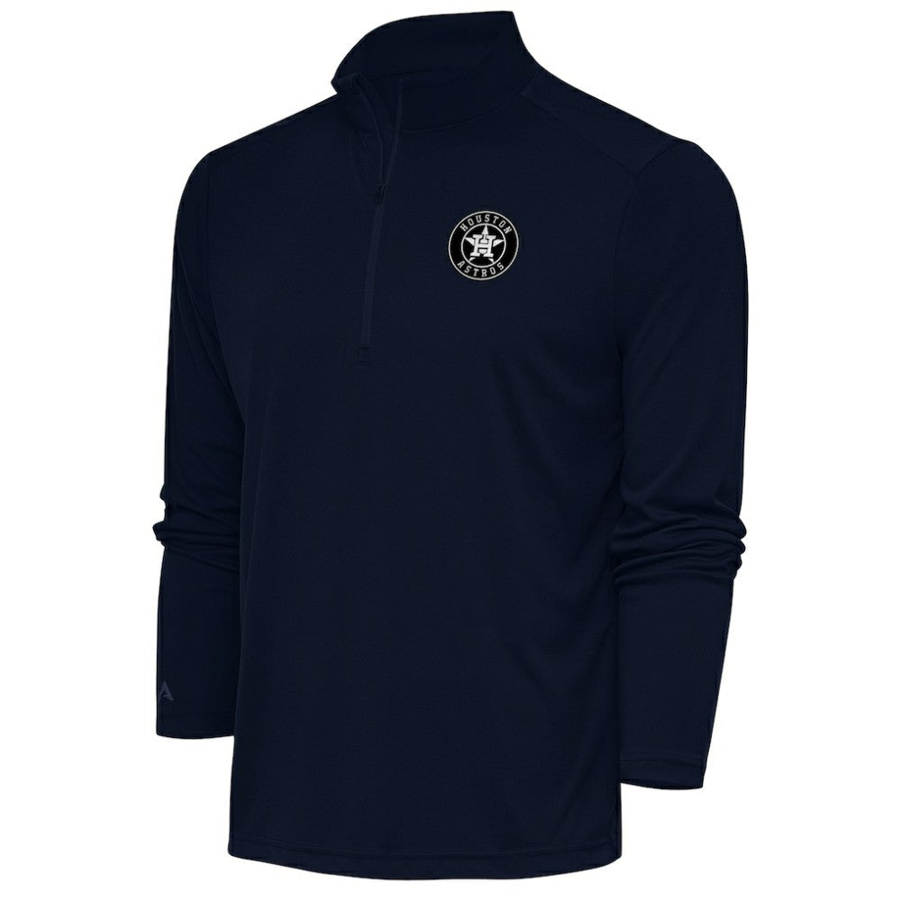 Houston Astros Antigua Metallic Tribute Quarter-Zip Top - Navy Tops