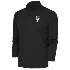 New York Mets Antigua Metallic Tribute Quarter-Zip Top - Charcoal Tops