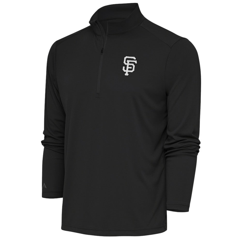 San Francisco Giants Antigua Metallic Tribute Quarter-Zip Top - Charcoal Tops